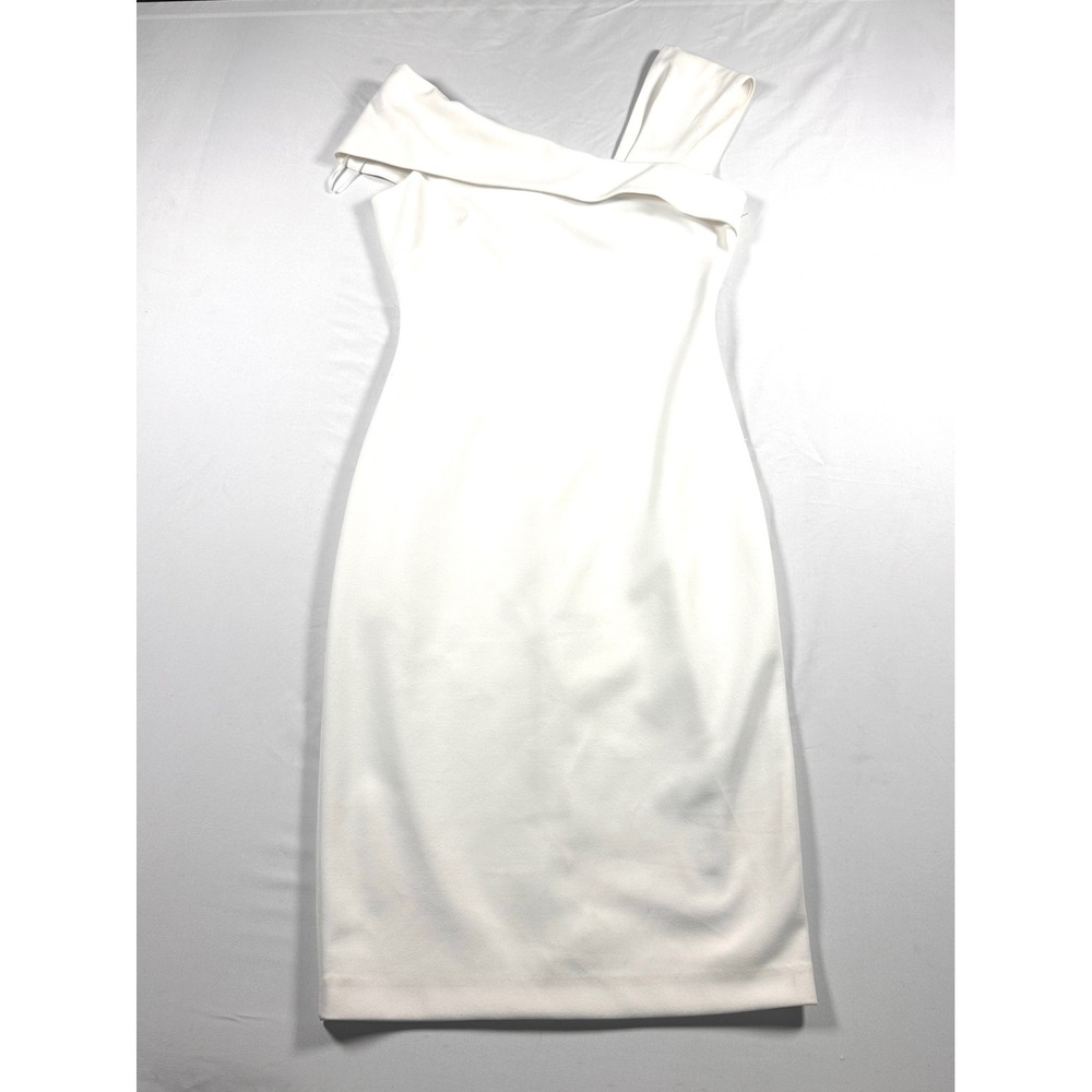 Vince Camuto Ivory Off The Shoulder Asymmetrical Sheath graduation Dress Size 0